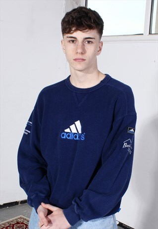 VINTAGE ADIDAS NAVY EMBROIDERED SWEATSHIRT