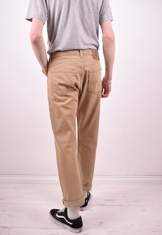 LEVI'S 501 MENS VINTAGE JEANS W31 L30 KHAKI 90S