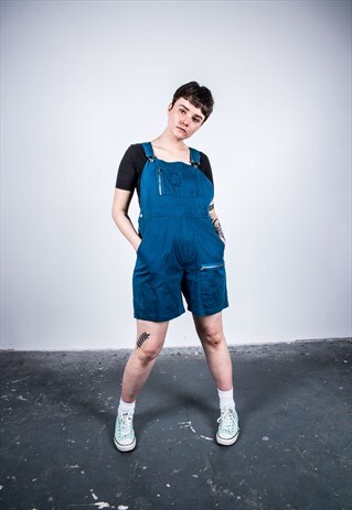 VINTAGE BLUE DENIM SHORT DUNGAREES