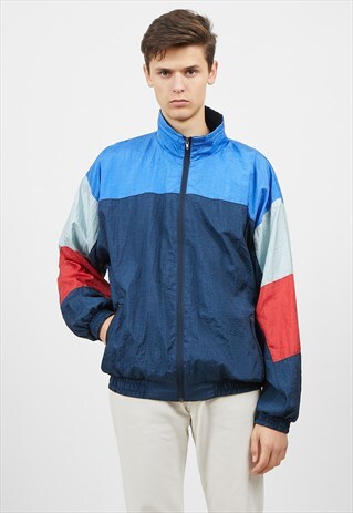 VINTAGE BLUE RED SHELL JACKET