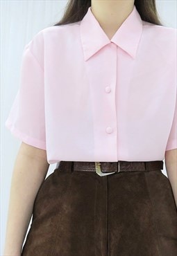 90s Vintage Light Pink Collared Shirt (Size M)