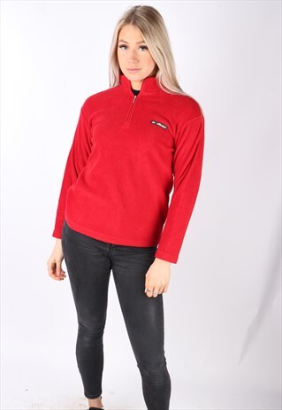VINTAGE ELLESSE FLEECE JUMPER SWEATER 1/4 ZIP RED XS 6 8 90S