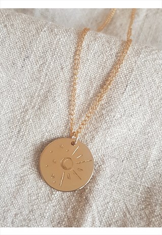 GOLD SUN AND MOON NECKLACE