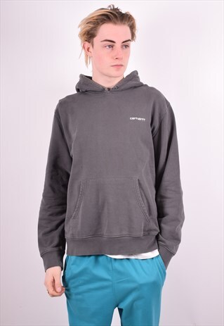 CARHARTT MENS VINTAGE HOODIE JUMPER LARGE GREY 90'S