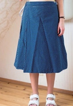 Blue and white dot two side wrap around skirt