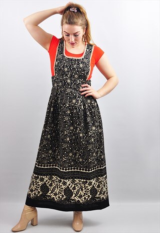 VINTAGE 70S MAMMA MIA FESTIVAL PINAFORE MAXI DRESS