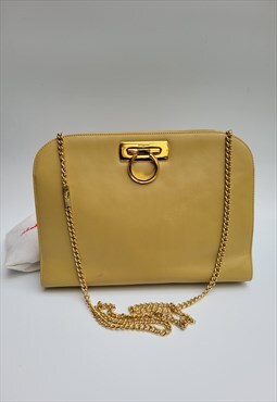 Vintage Gancini Mustard Yellow Leather Shoulder Bag / Clutch