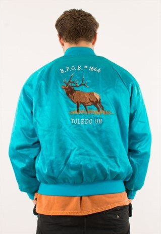 VINTAGE BLUE NYLON VARSITY JACKET