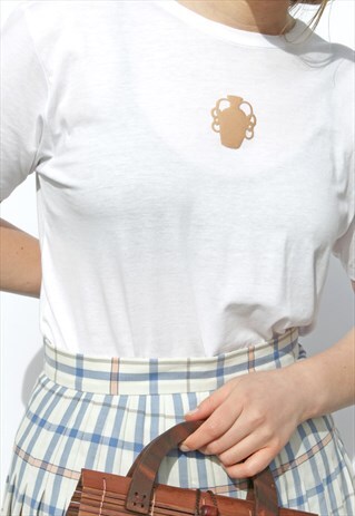 NUDE ETHICS ORGANIC TENCEL VASE BROWN GRAPHIC WHITE T SHIRT
