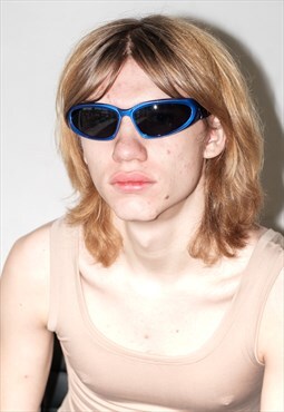 Y2k rave baby edgy sunglasses in royal blue & black