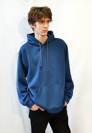COTTON FLEECE PULLOVER HOODIES (BLUE)