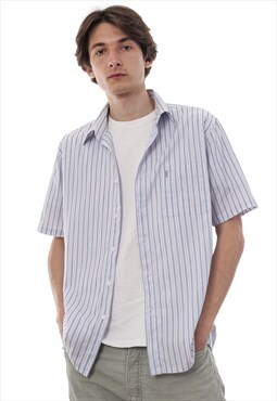 Vintage YVES SAINT LAURENT Shirt Short Sleeve Striped Blue