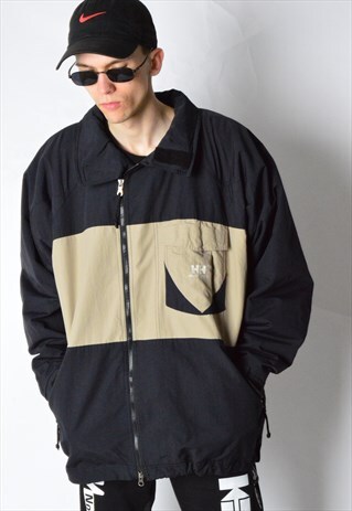 VINTAGE BLACK HELLY HANSEN WARM FLEECE LINING WINTER JACKET