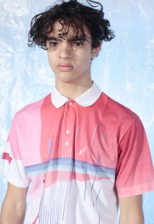 VINTAGE AUSTRALIAN L'ALPINA WHITE AND RED POLO SHIRT
