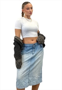 Vintage Y2k Denim Midi Skirt