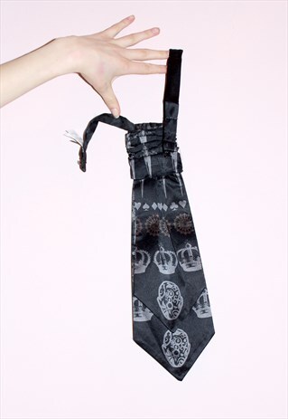 90S VINTAGE PUNK PRINT SILK CRAVAT/TIE PROM