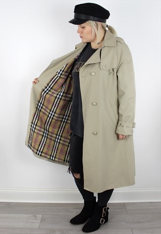 VINTAGE 1970'S GREY WATERPROOF TRENCH COAT MAC 16 18