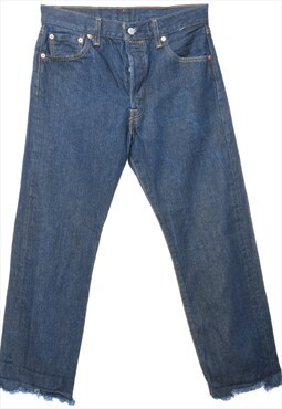 Dark Wash Frayed Hem Levis 501 Jeans - W31