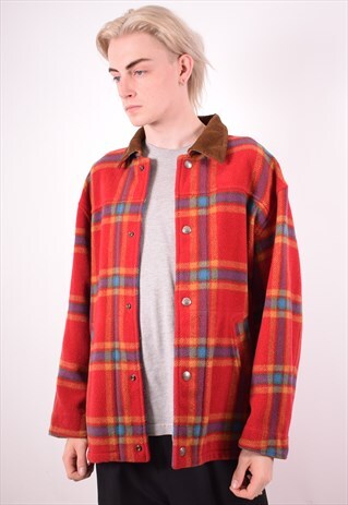 MENS VINTAGE JACKET LARGE RED CHECK 90S