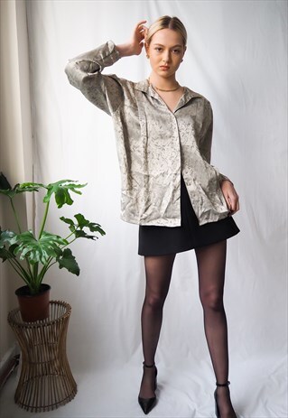 VINTAGE REVIVAL 1980'S SHINY SILVER SHIRT