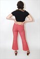 60S BELLBOTTOM TROUSERS (27) SLIM FIT RED PINK PASTEL FLARE