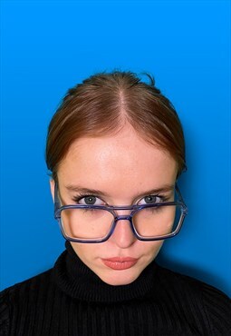 Spy Blue Blockers Glasses Bold 80s Transparent Blue
