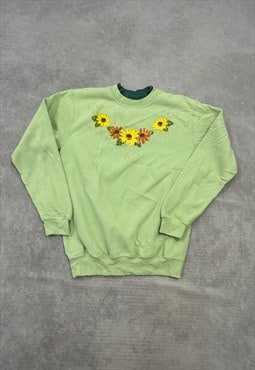 Vintage Sweatshirt Cottagecore Sunflower Patterned Jumper