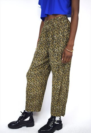 VINTAGE 90S BROWN BLACK PATTERN PRINT TROUSERS