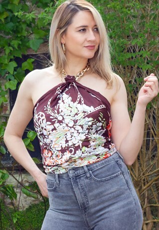 VINTAGE 90'S GOLD CHAIN HALTER TOP