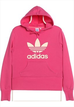 Adidas - Pink Printed Spellout Hoodie - Medium