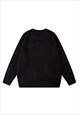 FLUFFY SWEATER STAR PRINT FLUFFY KNITWEAR GILET JUMPER BLACK