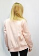 OVERSIZED SATIN QUILT LINING BOMBER JACKET IN PINK