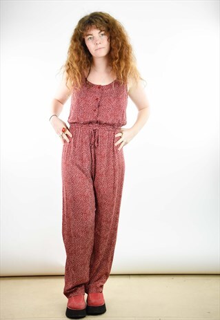 BEAUTIFUL 90S VINTAGE FLORAL DITZY PRINT WIDE LEG JUMPSUIT