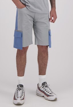 LOBATOFFICIAL Cropped Bermuda Shorts in Blue/Grey 