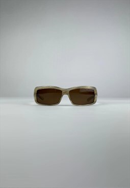 Giorgio Armani Vintage Sunglasses Rectangle Beige RESTORED 