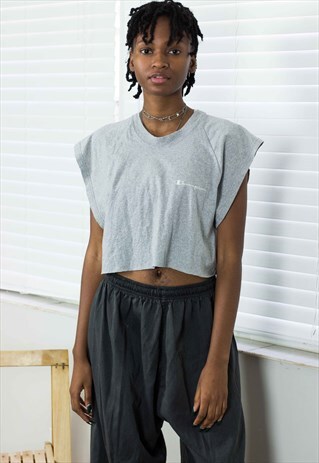 VINTAGE CHAMPION CROP TOP LOGO 90S M 3.7