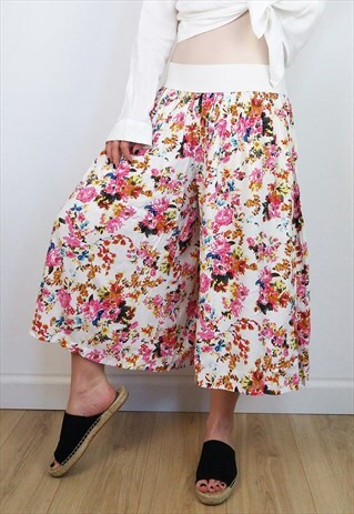 VINTAGE BOHO CHIC FLORAL PRINT FESTIVAL CULOTTES / SKIRT