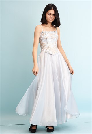 STUNNING 60'S RETRO HANDMADE BEADED PROM BALL DRESS