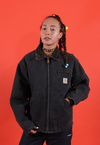 VINTAGE CARHARTT FADED BLACK WORKMANS JACKET