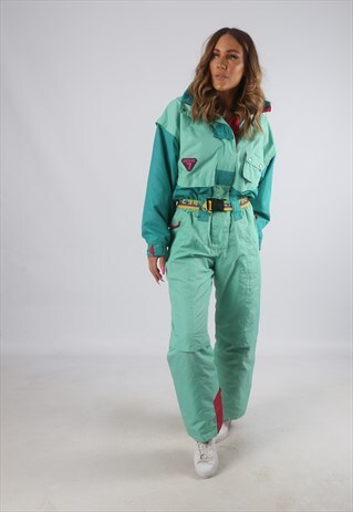 VINTAGE DEGRE 7 FULL SKI SUIT SNOW SPORTS 90'S UK 12 M (H4C)