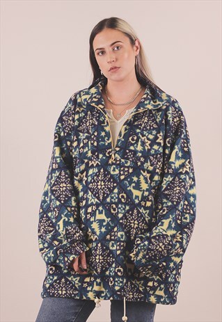 VINTAGE OVERSIZED CRAZY PATTERN FLEECE JACKET /A10051