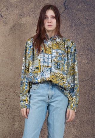 LONG SLEEVE ARTSY BLOUSE FROM EARLY 90S
