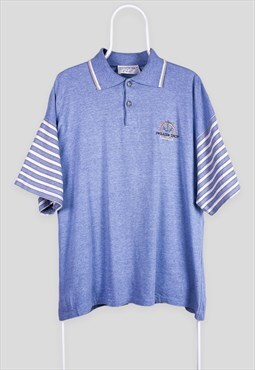 Vintage The Sweater Shop Polo Shirt Striped Blue XL