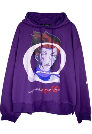 GRAFFITI ANIME PRINT HOODED TOP RAW FINISH KOREAN HOODIE
