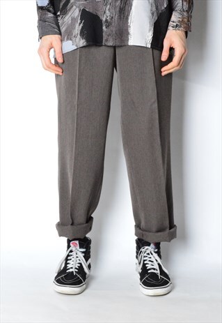 VINTAGE 90S BROWN WOOL BLEND PANTS