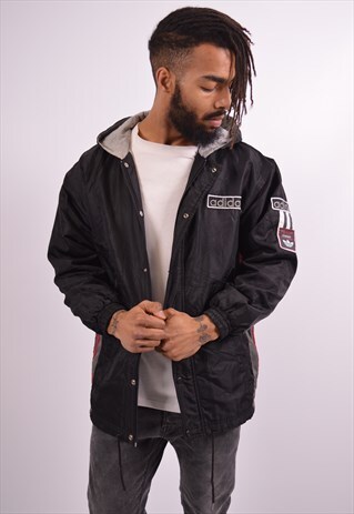 ADIDAS MENS VINTAGE JACKET SMALL BLACK 90S