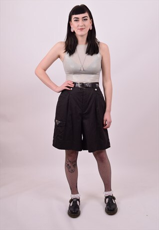 VINTAGE 90'S BLACK HIGH WAIST BOARD SHORTS SIZE 10 TO 12