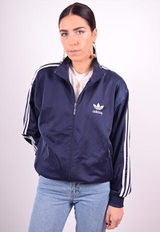 ADIDAS WOMENS VINTAGE TRACKSUIT TOP JACKET XL BLUE 90'S