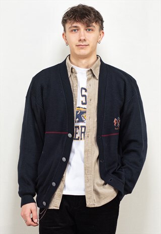 VINTAGE 90'S MEN NEW WOOL KNIT CARDIGAN
