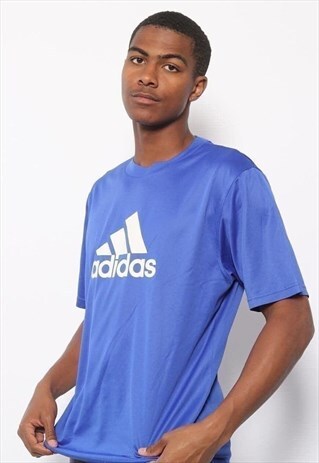 VINTAGE ADIDAS BIG LOGO T-SHIRT BLUE